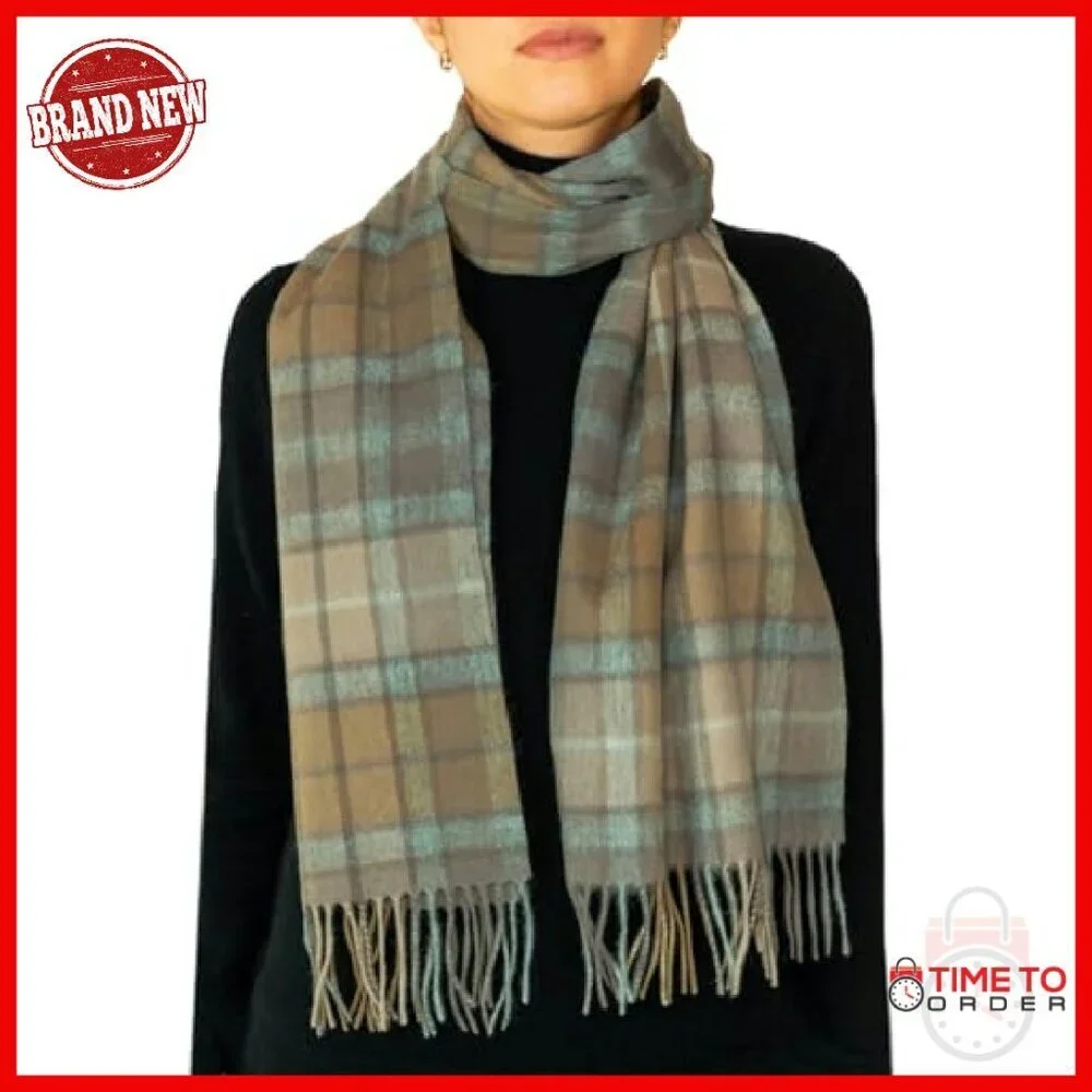 100% Lambswool Tartan Plaid Scarf, 68x11 Inches, Traditional Scottish